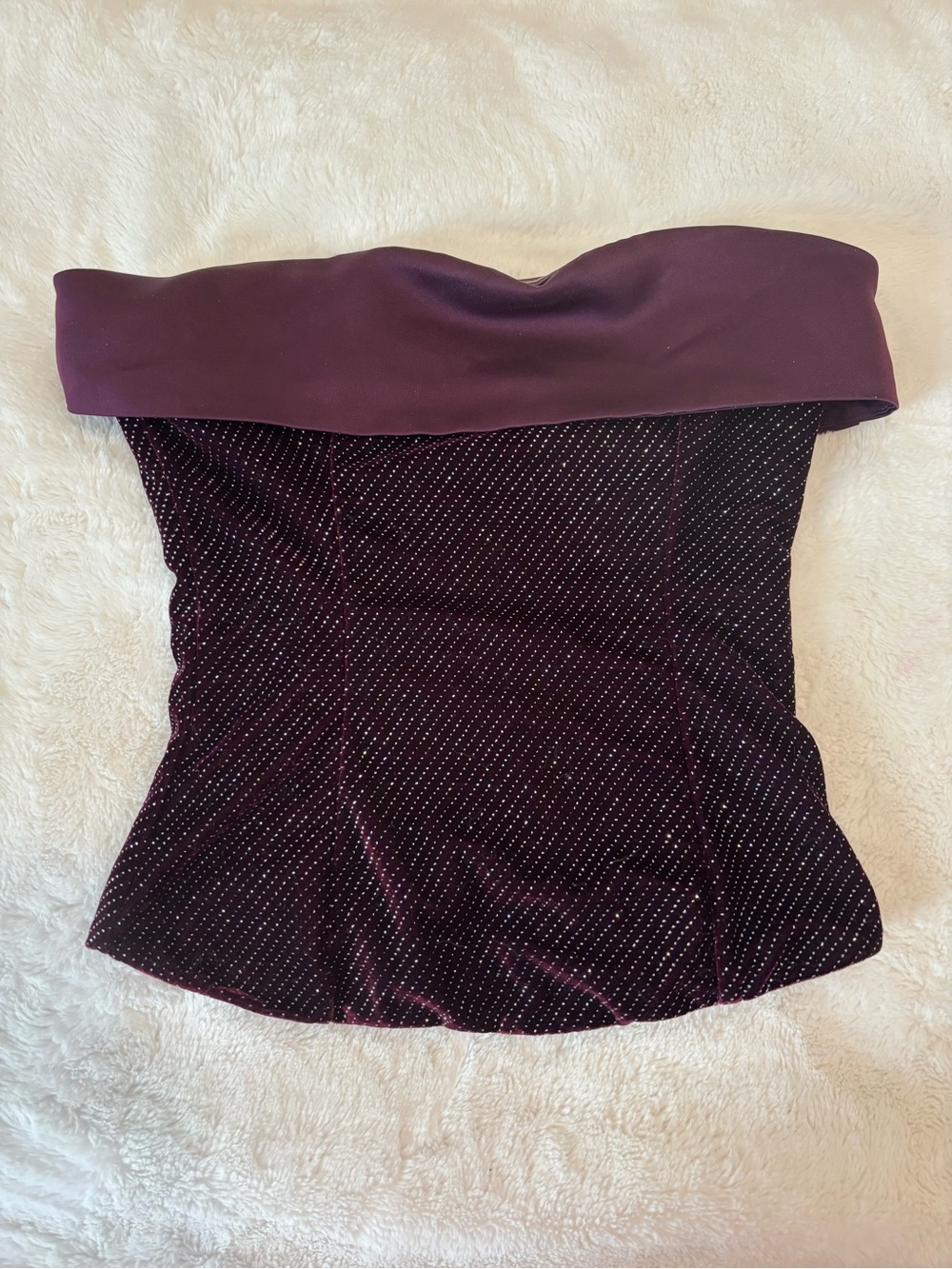 White Fox Boutique Strapless Velvet Bustier in Plum